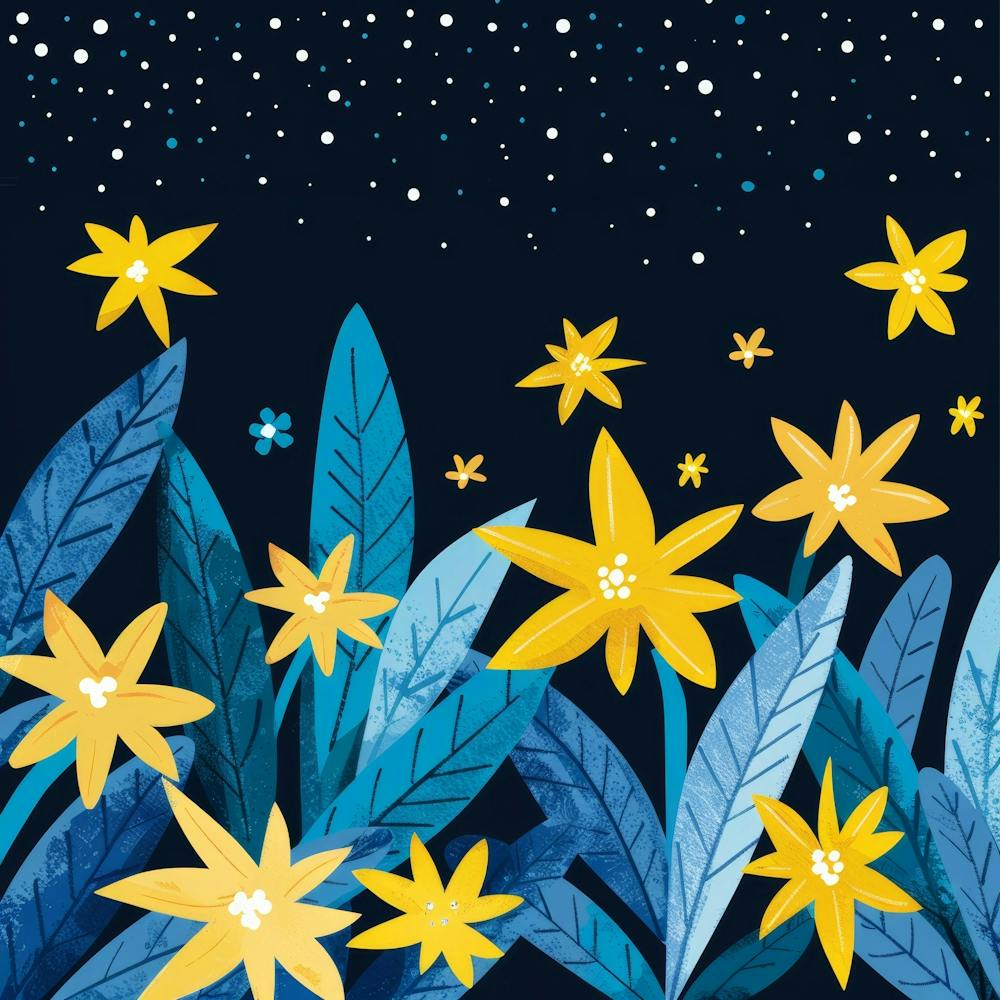 Night Sky With Yellow Flowers