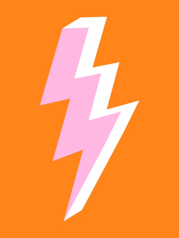 Triple Lightning Bolt Pink on Orange