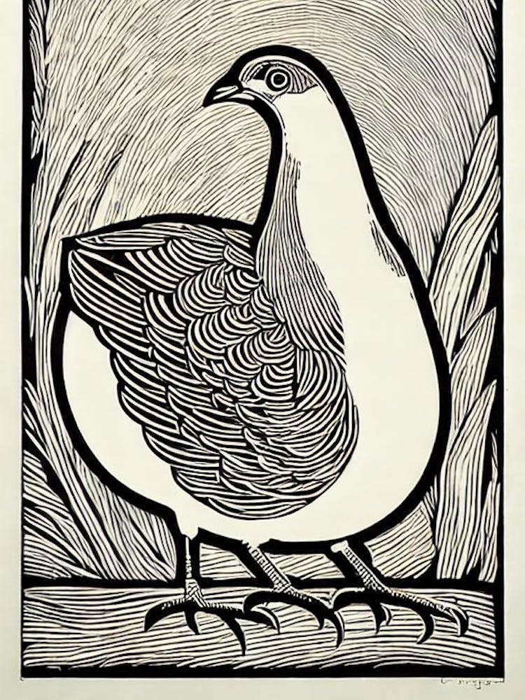 Partridge 2 Linocut Bird