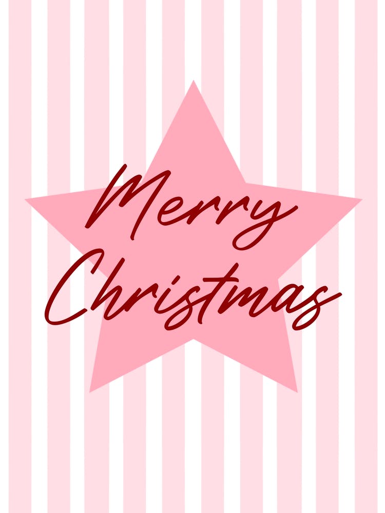 Merry Christmas Pink Star and Stripes