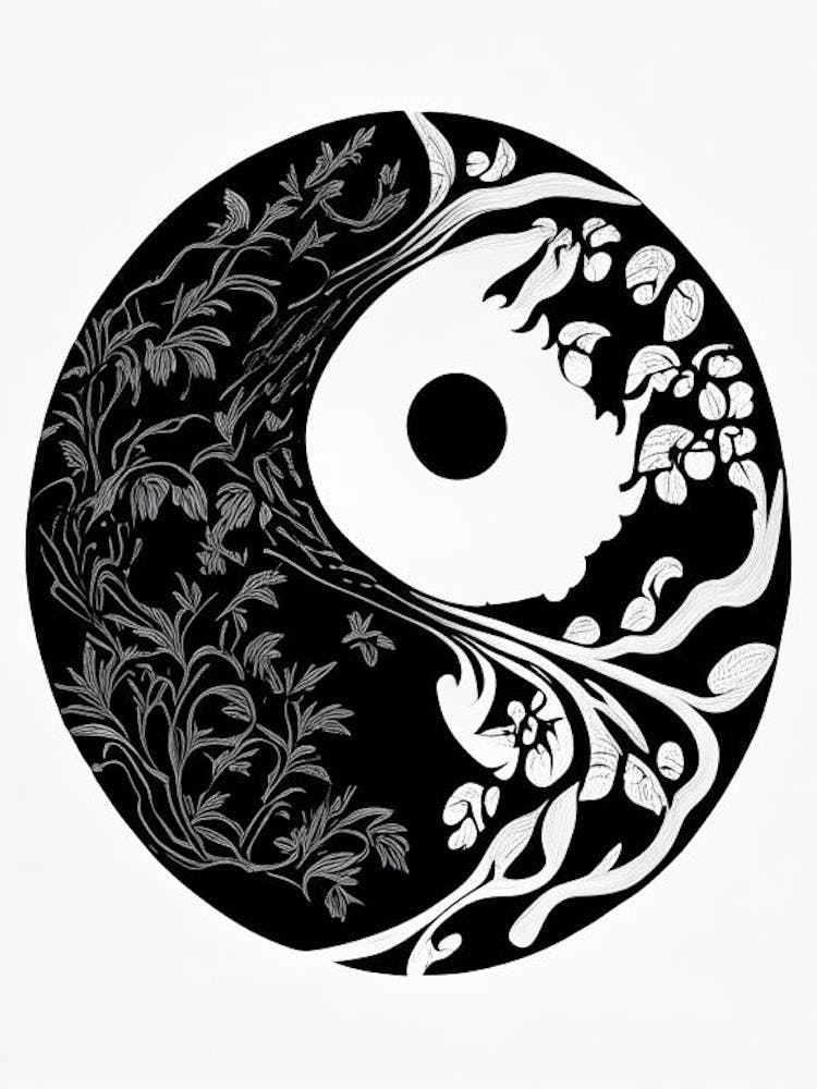 Minimal Yin and Yang 2 Linocut