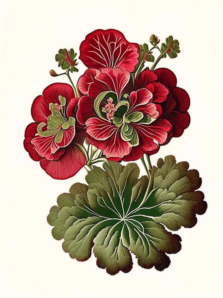Geranium 1 Floral Botanical Vintage Poster Flower