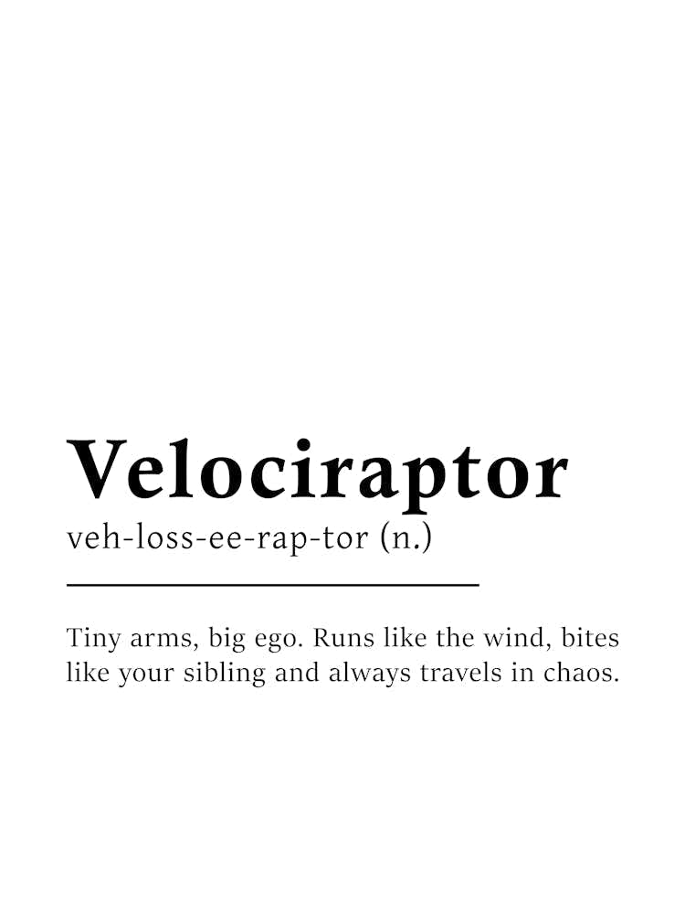 Velociraptor Definition Poster - Dictionary
