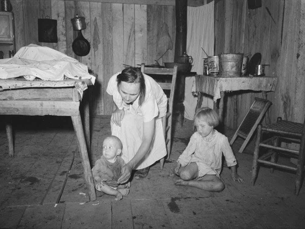 Interior Of House Without Windows, Home Of Sharecropper, Cut Over Farmer Of Mississippi Bottoms By Russell Lee