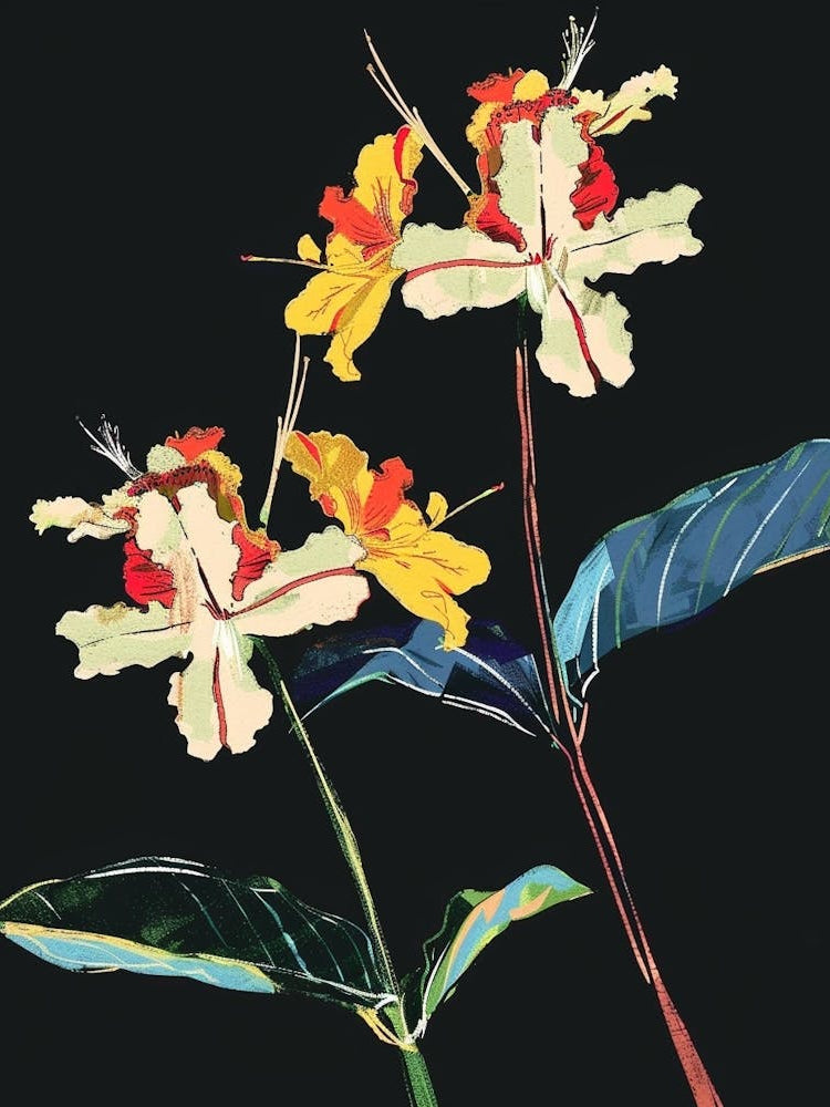 Neon Flowers On Black Lantana 4