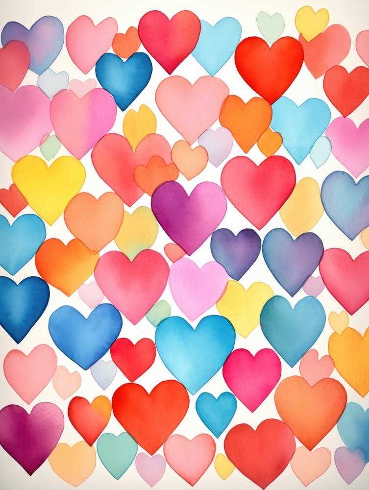 Watercolor Hearts Background 1