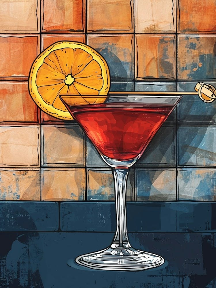 Fruity Orange Martini Watercolour