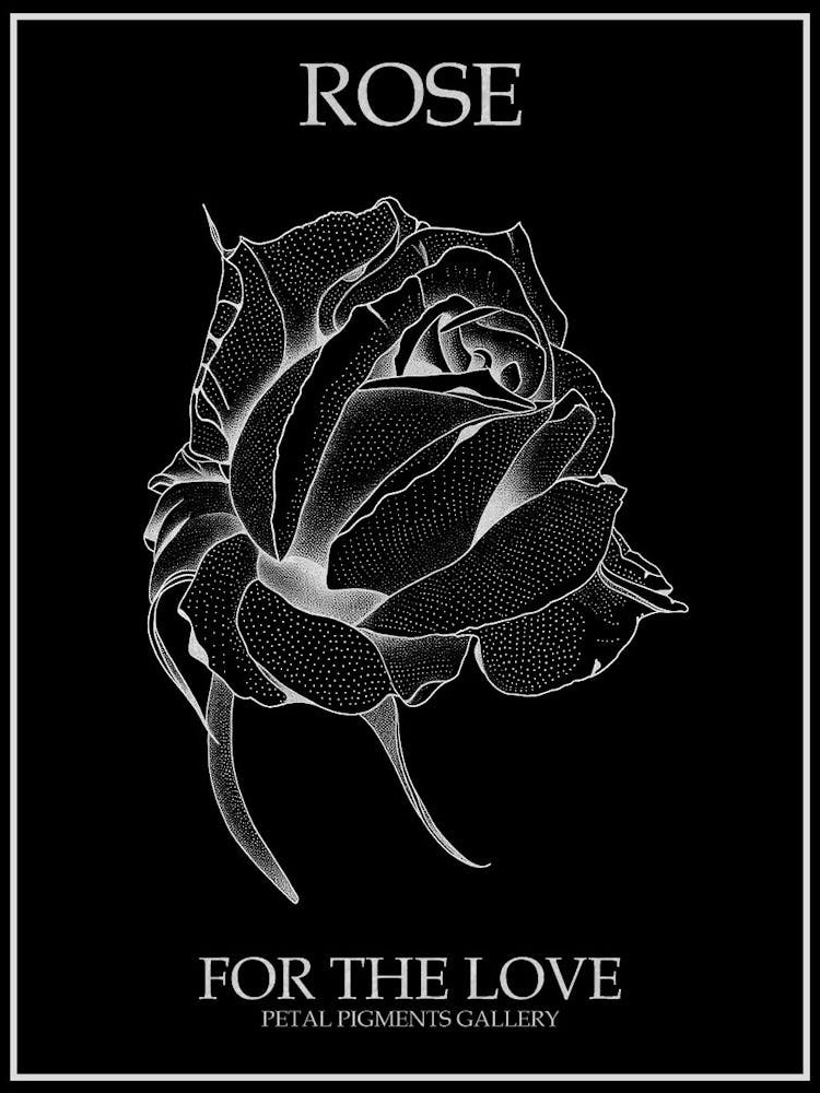 Rose Line Drawing 3 Poster Inverted