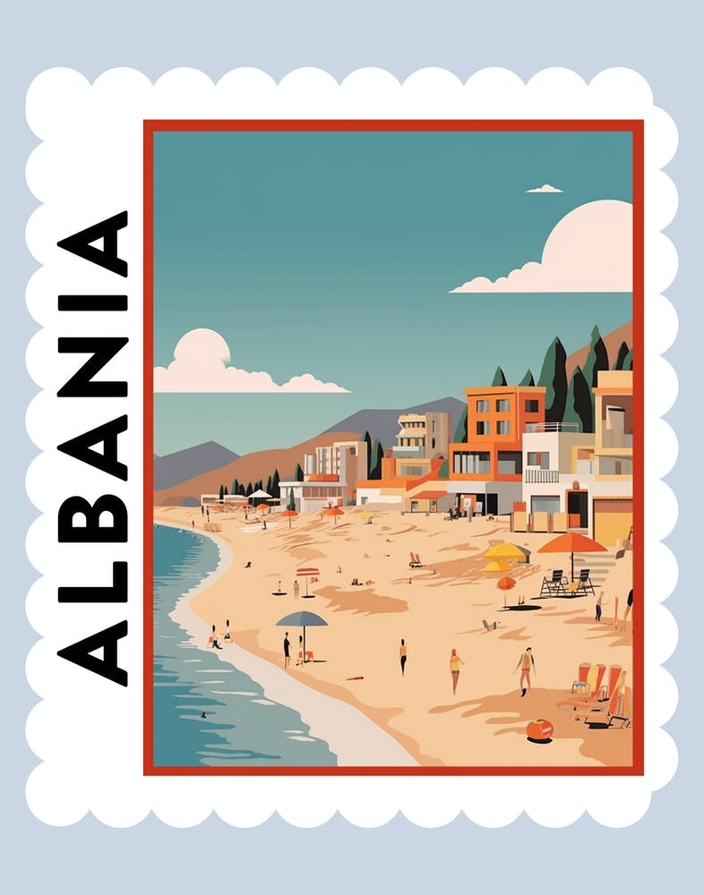 Albania 3 Travel Stamp Poster