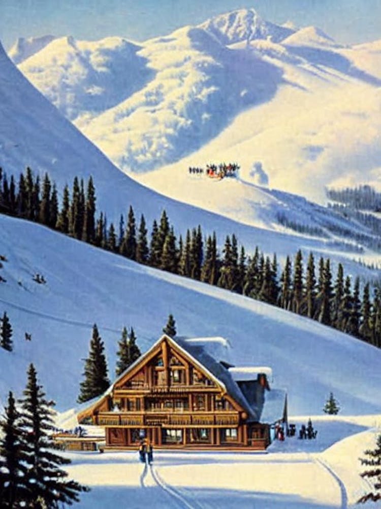 Snowshoe, Usa Ski Resort Vintage Landscape 4 Skiing Poster