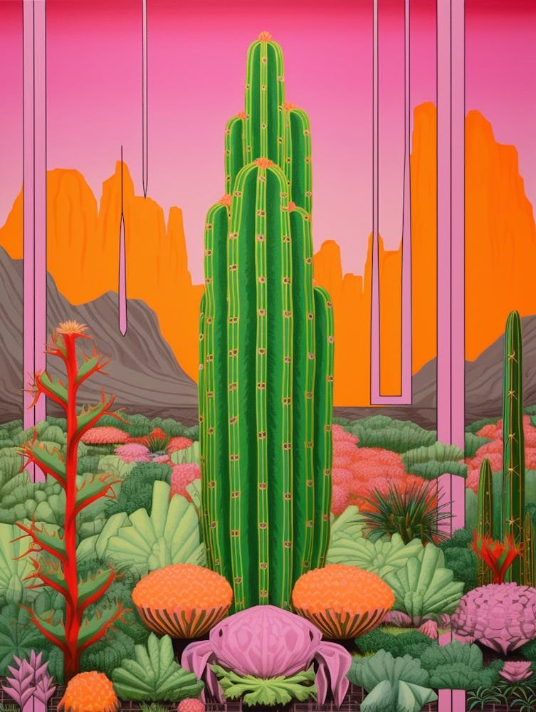 Mexican Style Cactus Illustration Organ Pipe Cactus 1