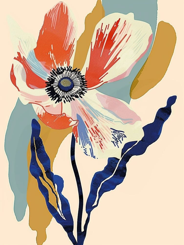 Colourful Flower Illustration Anemone 1