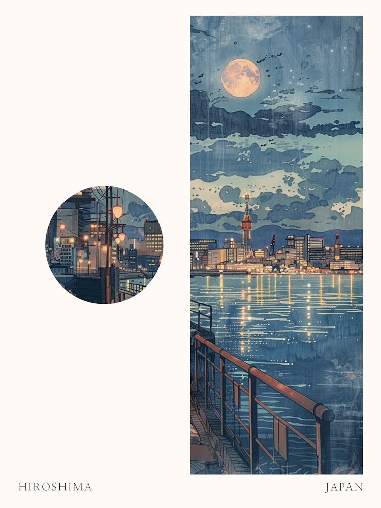 Hiroshima Japan 2 Cut Out Travel Poster