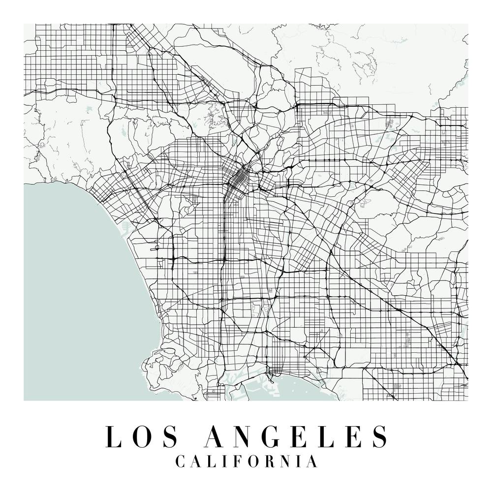 Los Angeles California Street Map Minimal Color Square