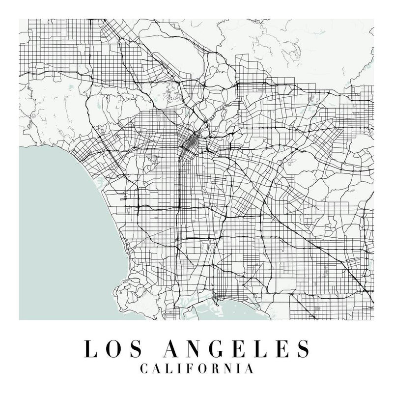 Los Angeles California Street Map Minimal Color Square