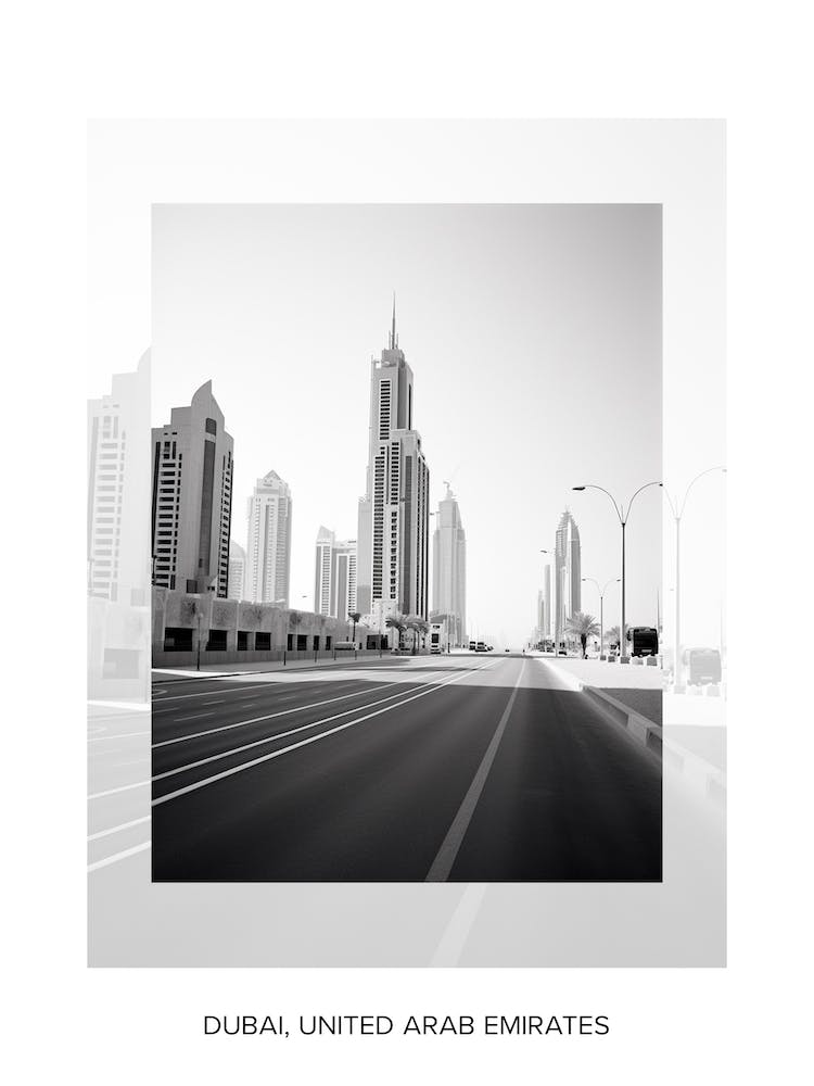 Poster Of Dubai, United Arab Emirates, Black And White Old Photo 3