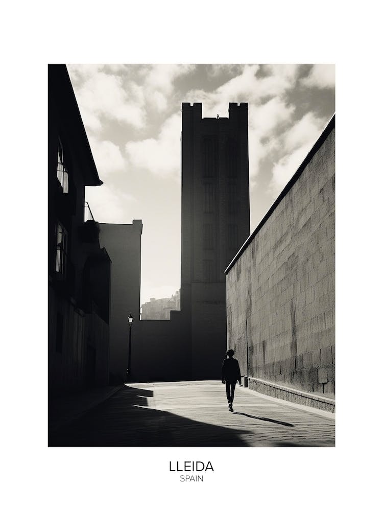 Poster Of Lleida, Spain, Black And White Analogue Photography 1