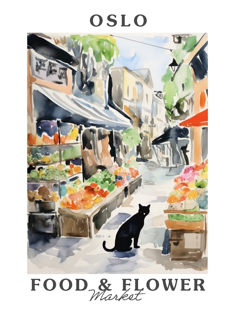 Food Market With Cats In Oslo 1 Poster