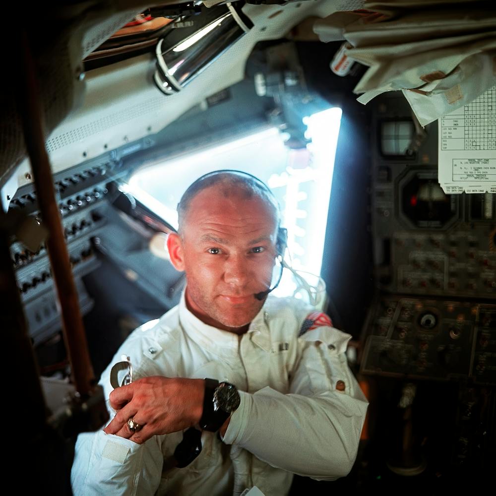 An Interior View Of Astronaut Edwin Aldrin Jr