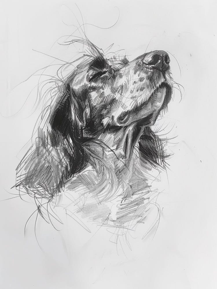 Irish Setter Dog Charcoal Line 1