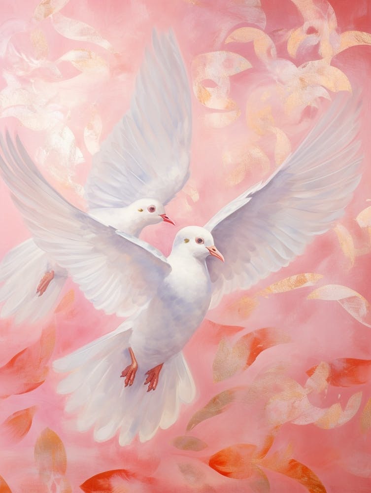 Pink Ethereal Bird Painting Dove 2