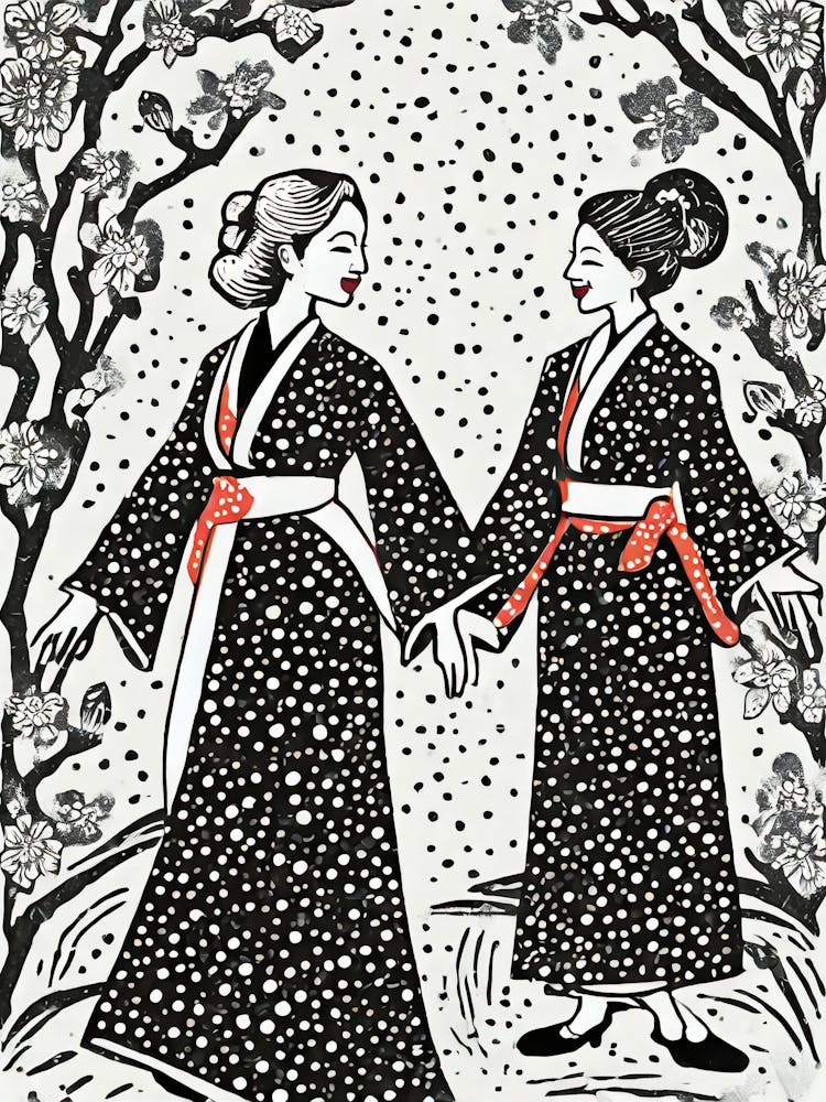 Geishas Walking Gracefully