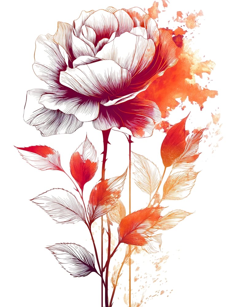 Watercolor Rose nature art 1