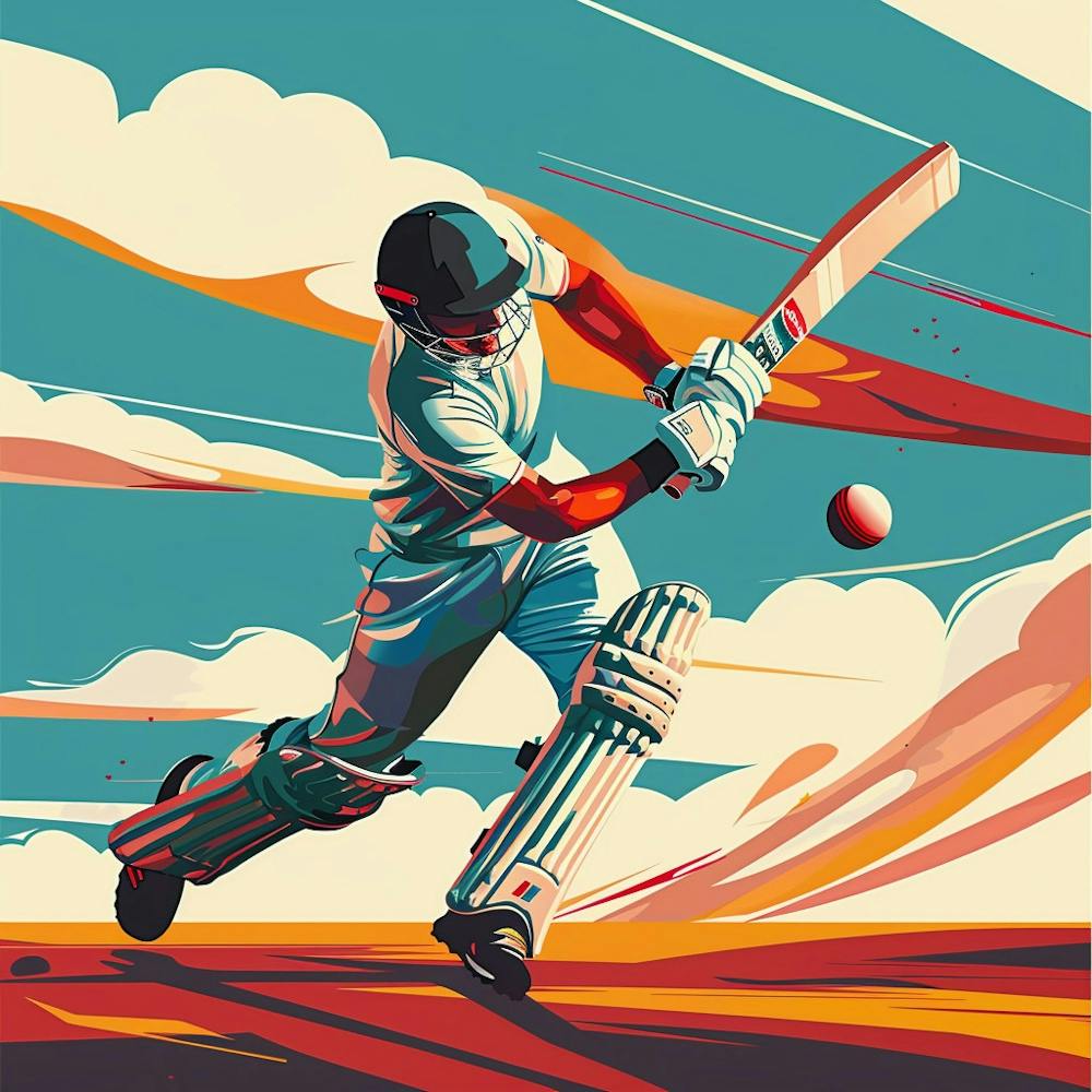 Cricket Player In Action 1