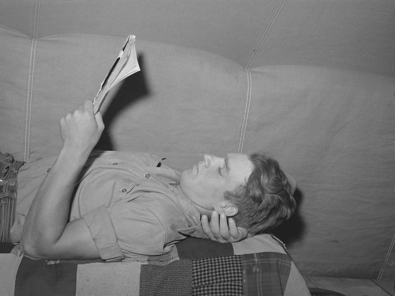 Young Farm Worker In Tent At The Fsa (Farm Security Administration) Migratory Labor Camp Mobile Unit, Wilder, Idaho