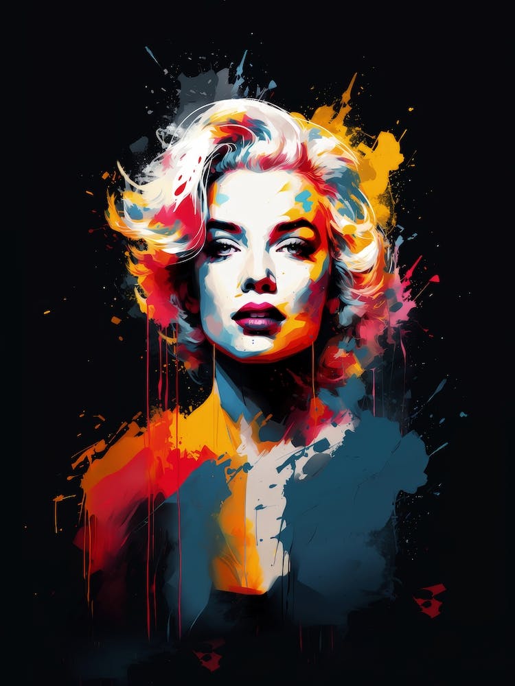 Portrait de Belle Femme Éclaboussure de Couleur