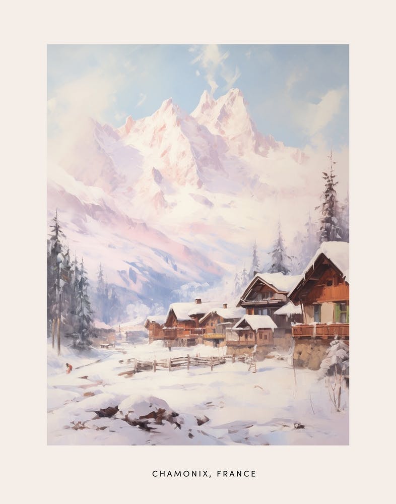 Dreamy Winter Painting Poster Chamonix France