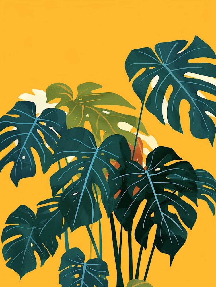 Swiss Cheese Plant Minimalist Illustration 5