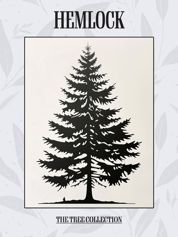 Hemlock Tree Simple Geometric Nature Stencil 1 Poster