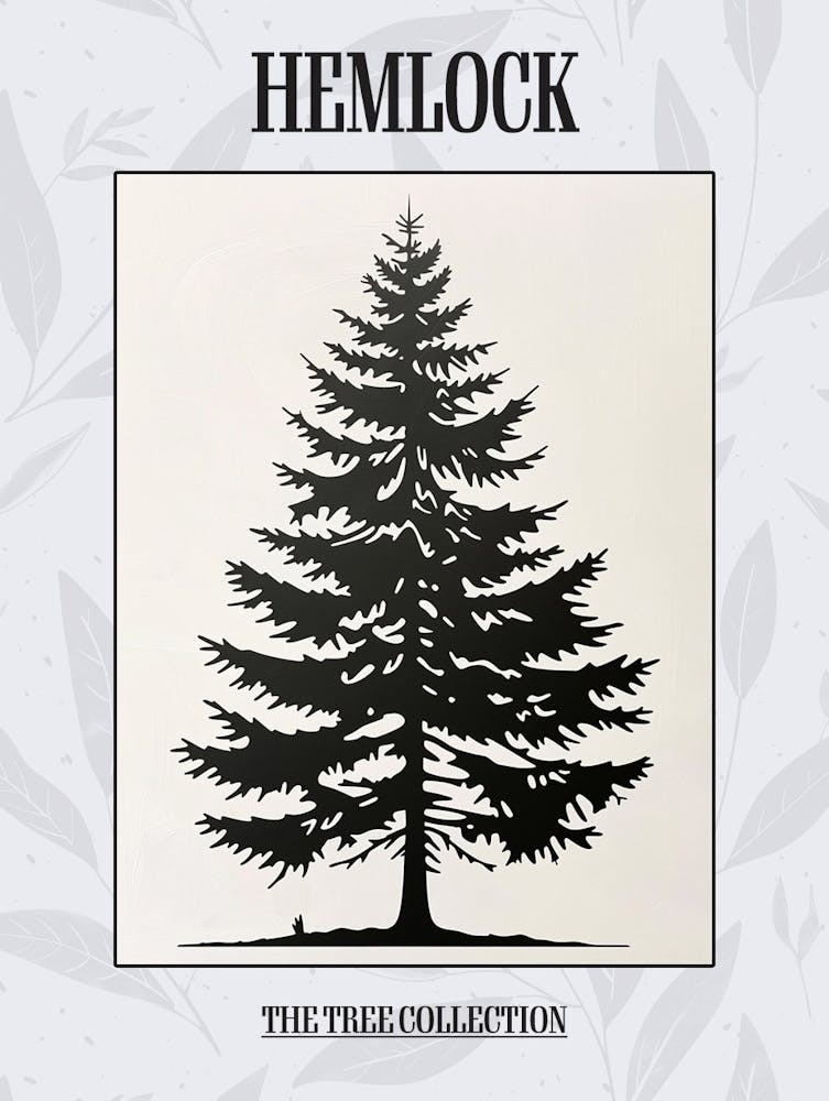 Hemlock Tree Simple Geometric Nature Stencil 1 Poster