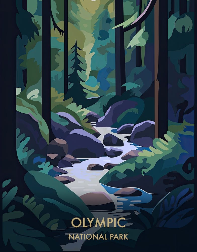 Olympic National Park Reiseposter im Matisse-Stil 4