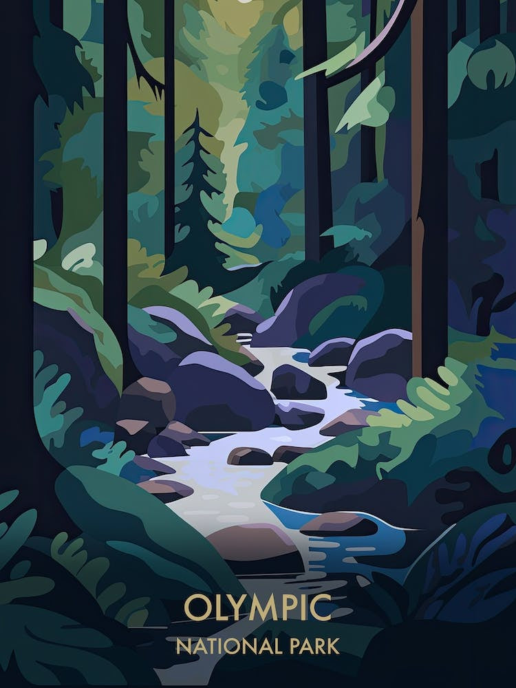 Olympic National Park Travel Poster Matisse Style 4
