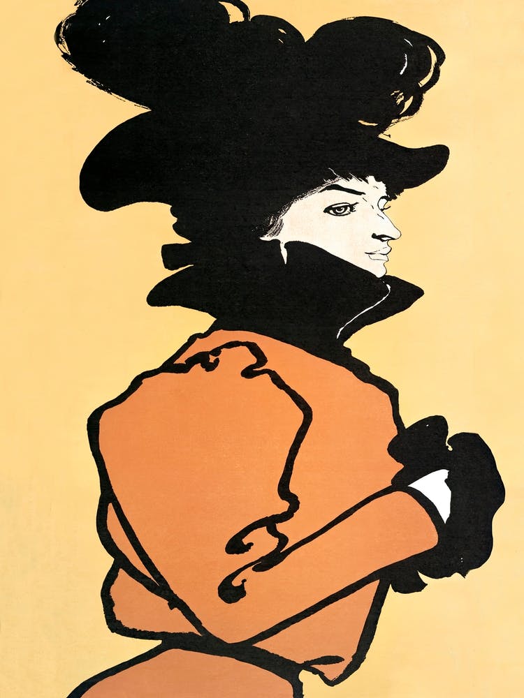 Vintage Woman In Orange Dress Illustration, Edward Penfield