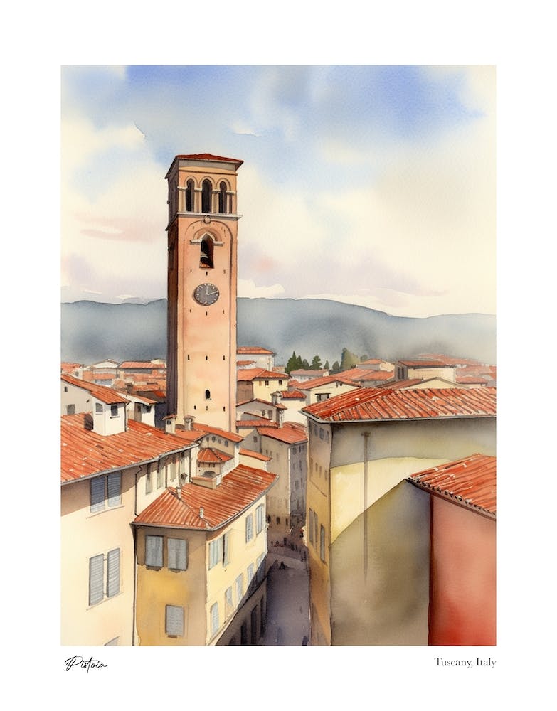 Pistoia, Tuscany, Italy 4 Watercolour Travel Poster