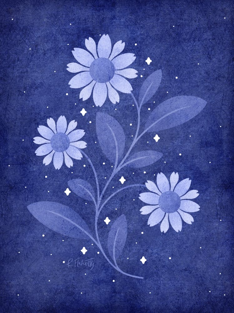 Dämmerung Funkelt Blau Floral
