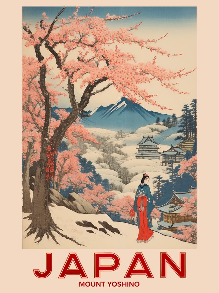Mount Yoshino, Visit Japan Vintage Travel Art 2