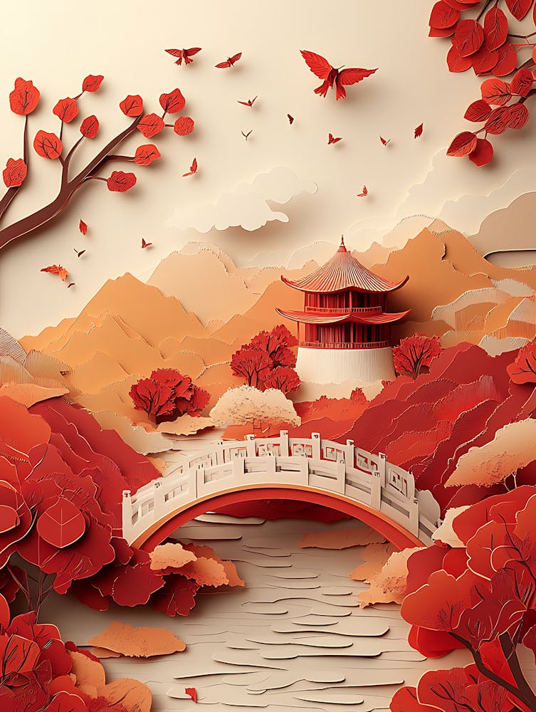 Beautiful Landscape Paper Craft Style