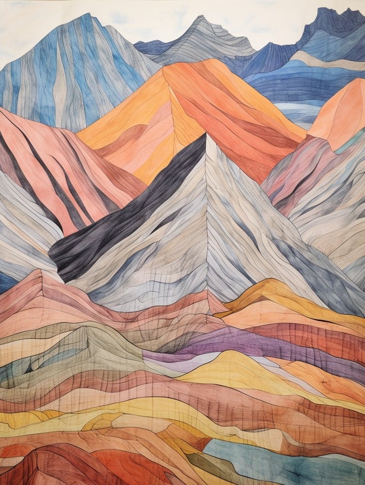 Ben Wyvis Scotland Colourful Mountain Illustration