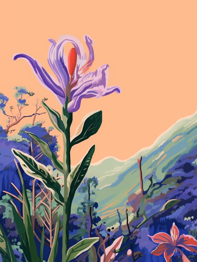 Boho Wildflower Painting Fringed Gentian 1