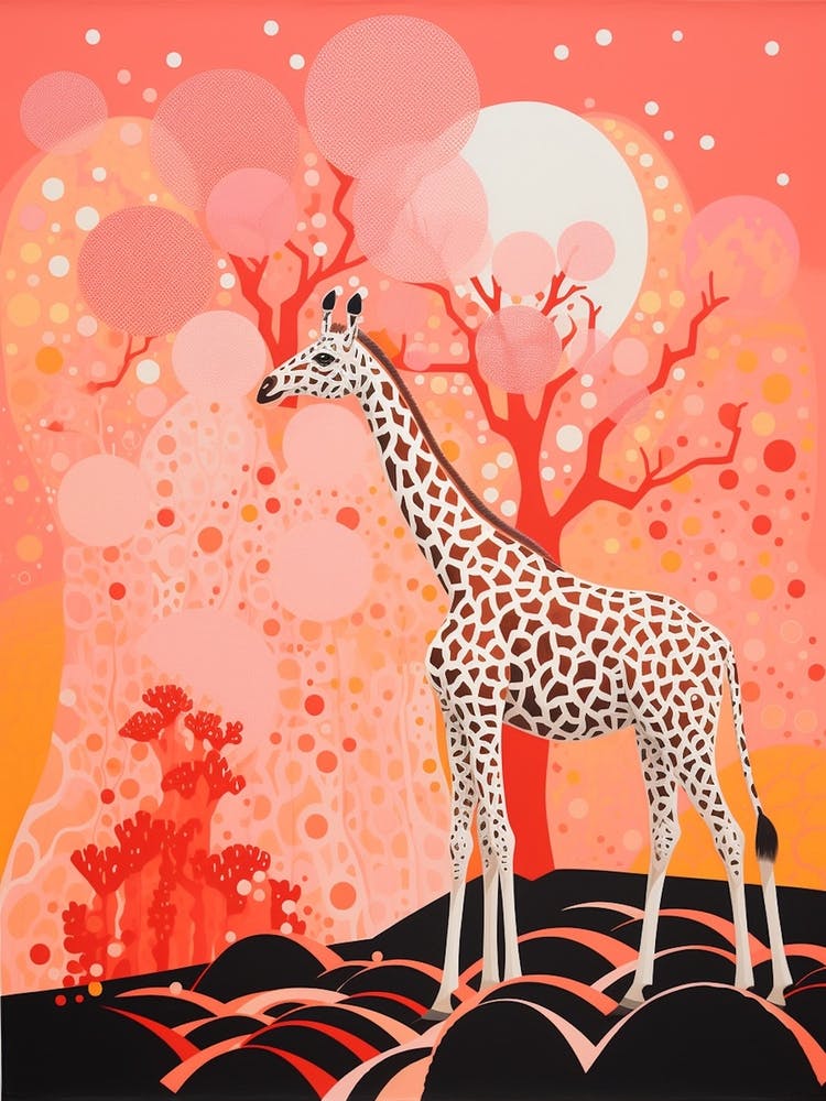 Giraffe Eating In The Tree