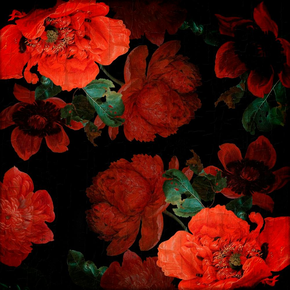 Antique Dutch Vintage Poppies Garden 1
