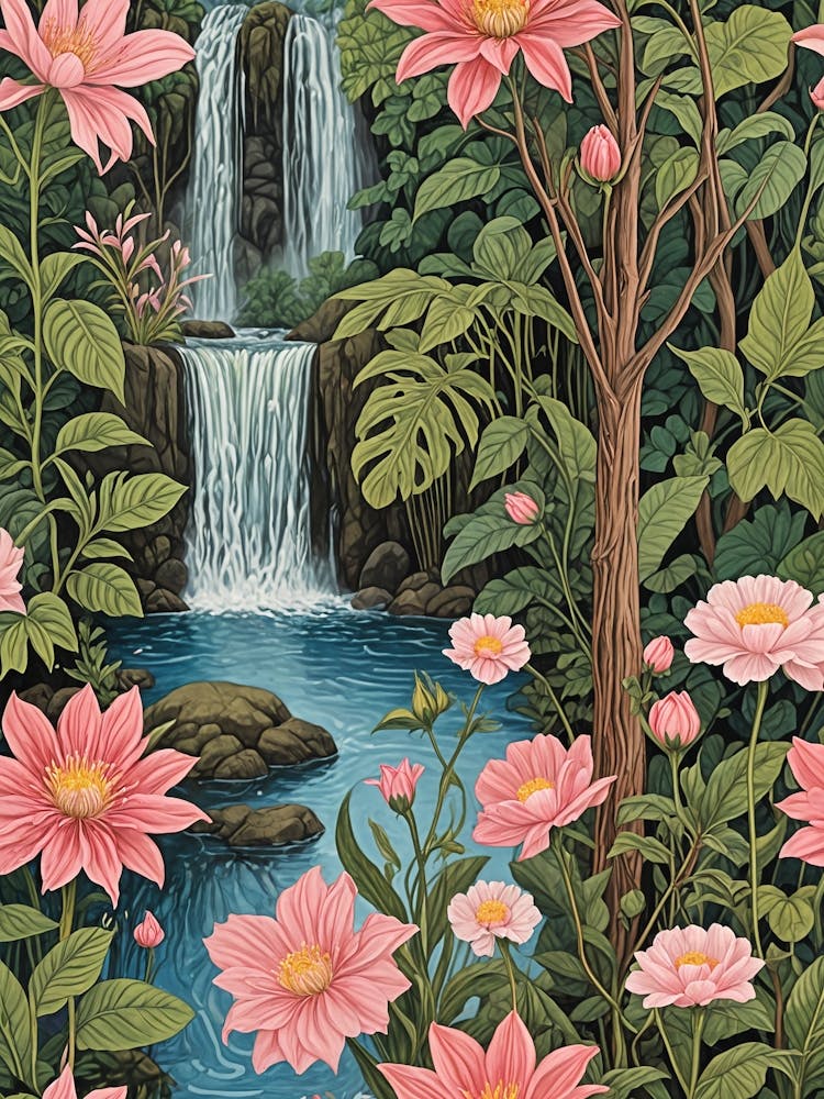 Pink Flower Waterfall no1