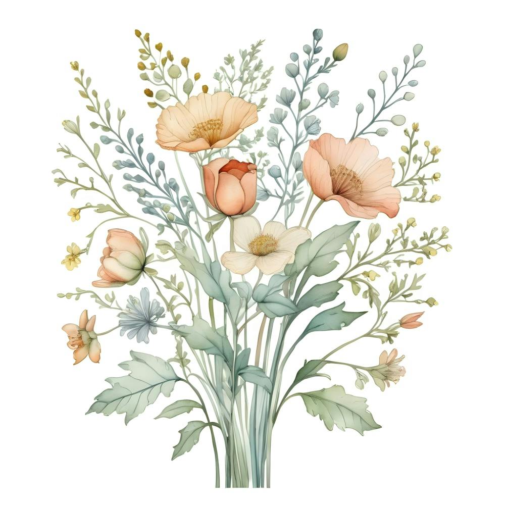 Watercolor Flowers In A Vase 7