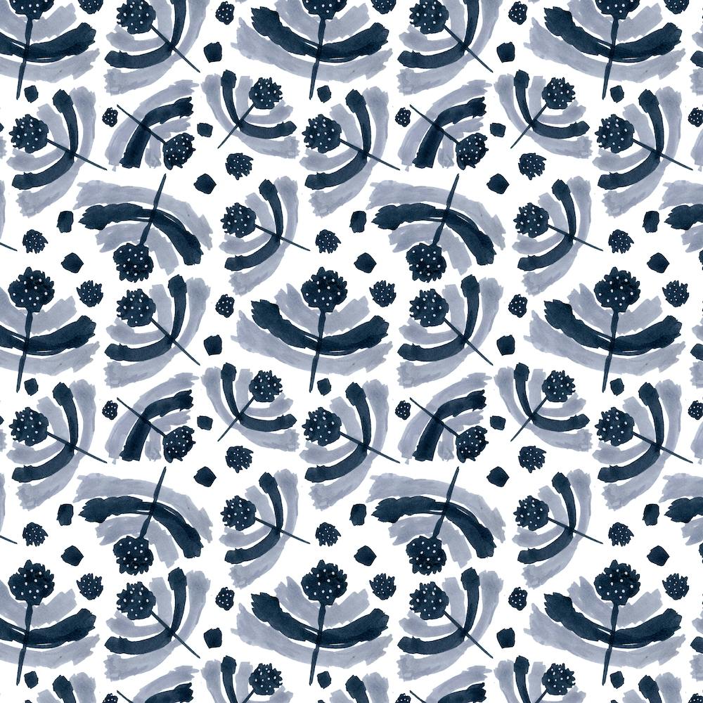 Happy Floral Black Gray