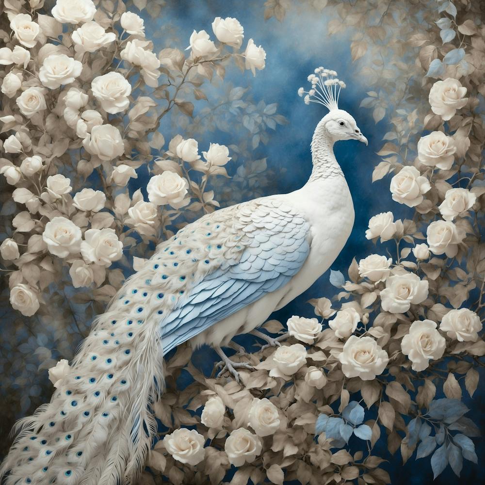 Default White Peacock In A Blue Forest A Majestic White Peacoc 0