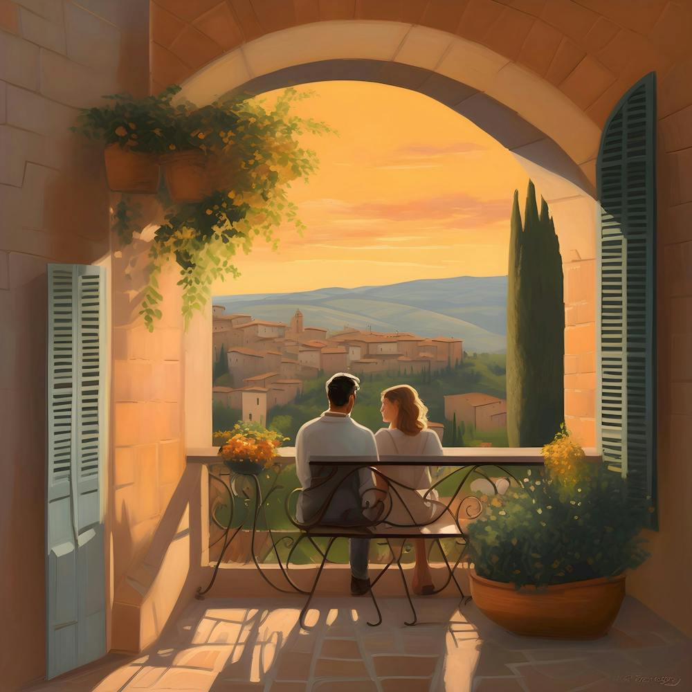 Serenade des Sonnenuntergangs: Momente in der Toskana